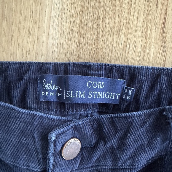 Boden Blue Corduroy Pants Navy Cord Slim Straight Leg Trouser Women 10 R - Picture 3 of 9